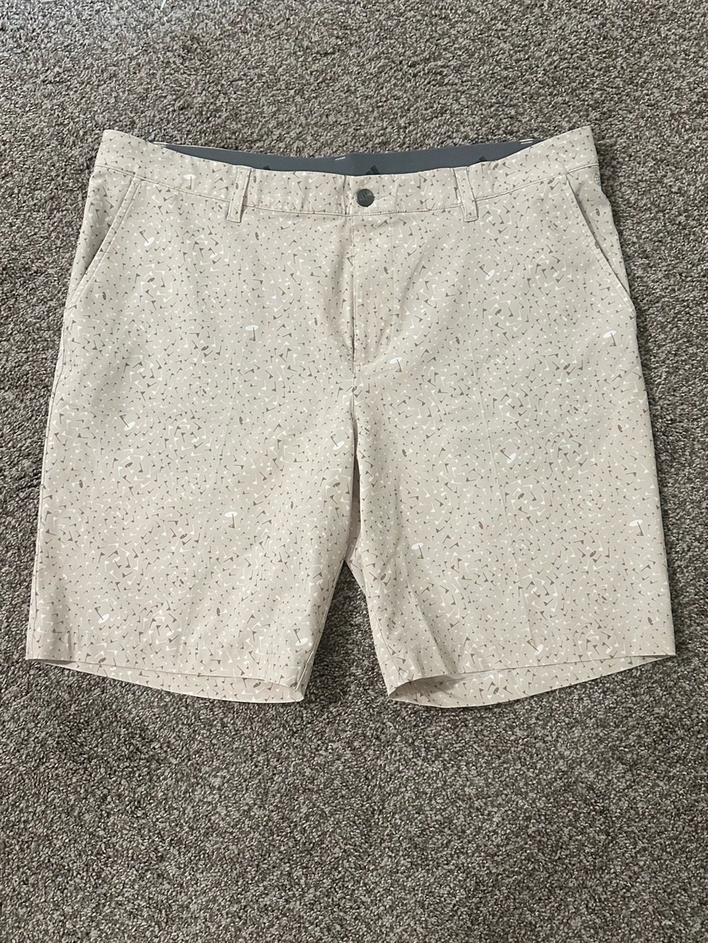 adidas Men's Light Beige Patterned Flat Front Shorts